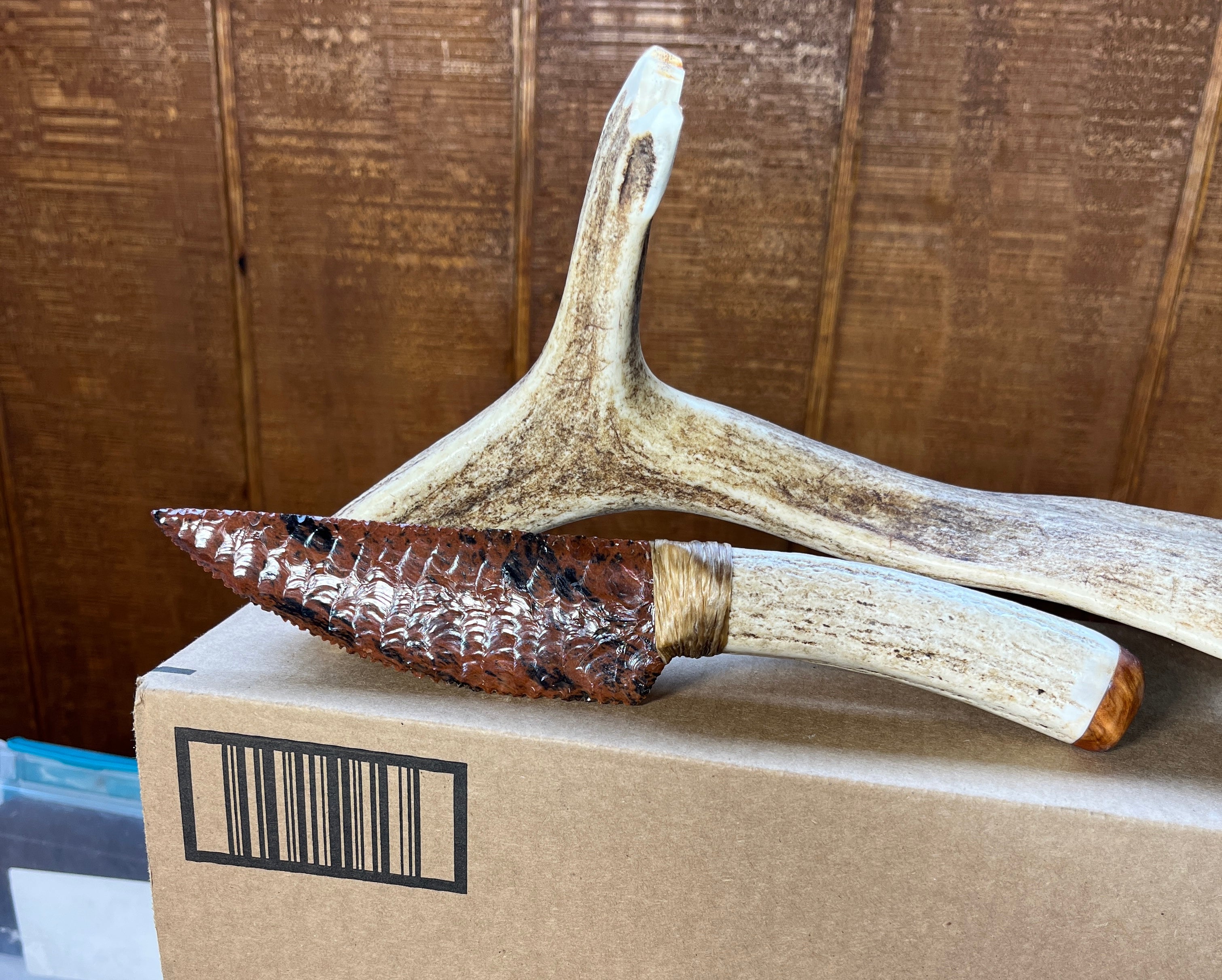 Mahogany obsidian knife #240