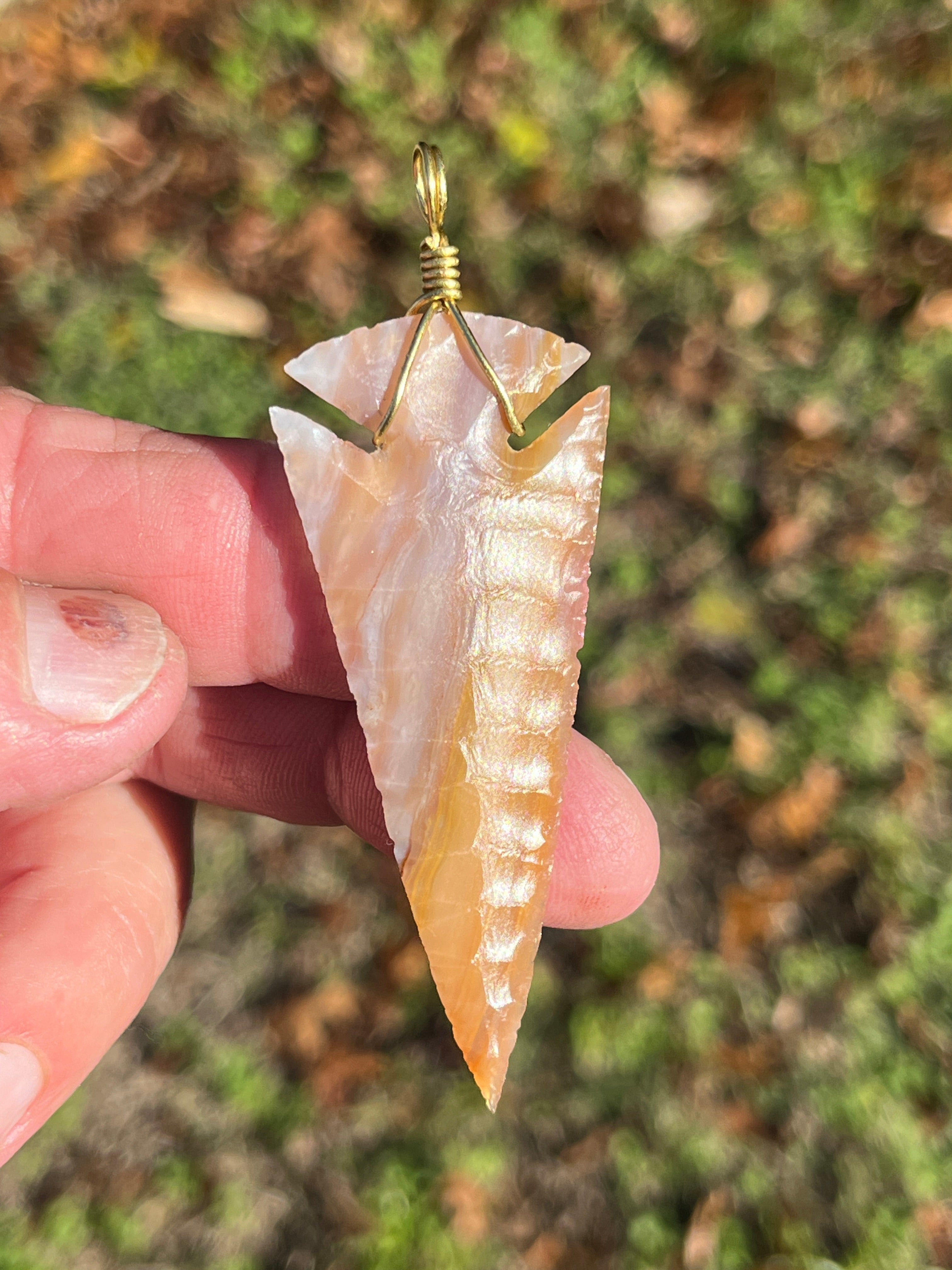 Sunset Jasper arrowhead necklace pendant