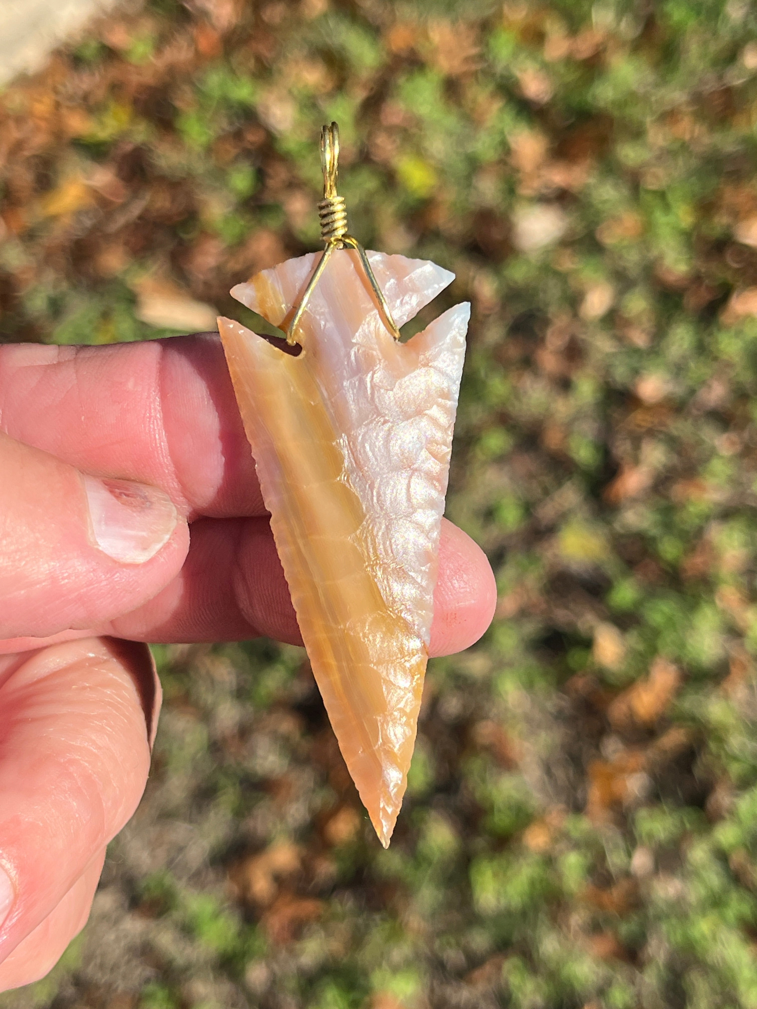 Sunset Jasper arrowhead necklace pendant