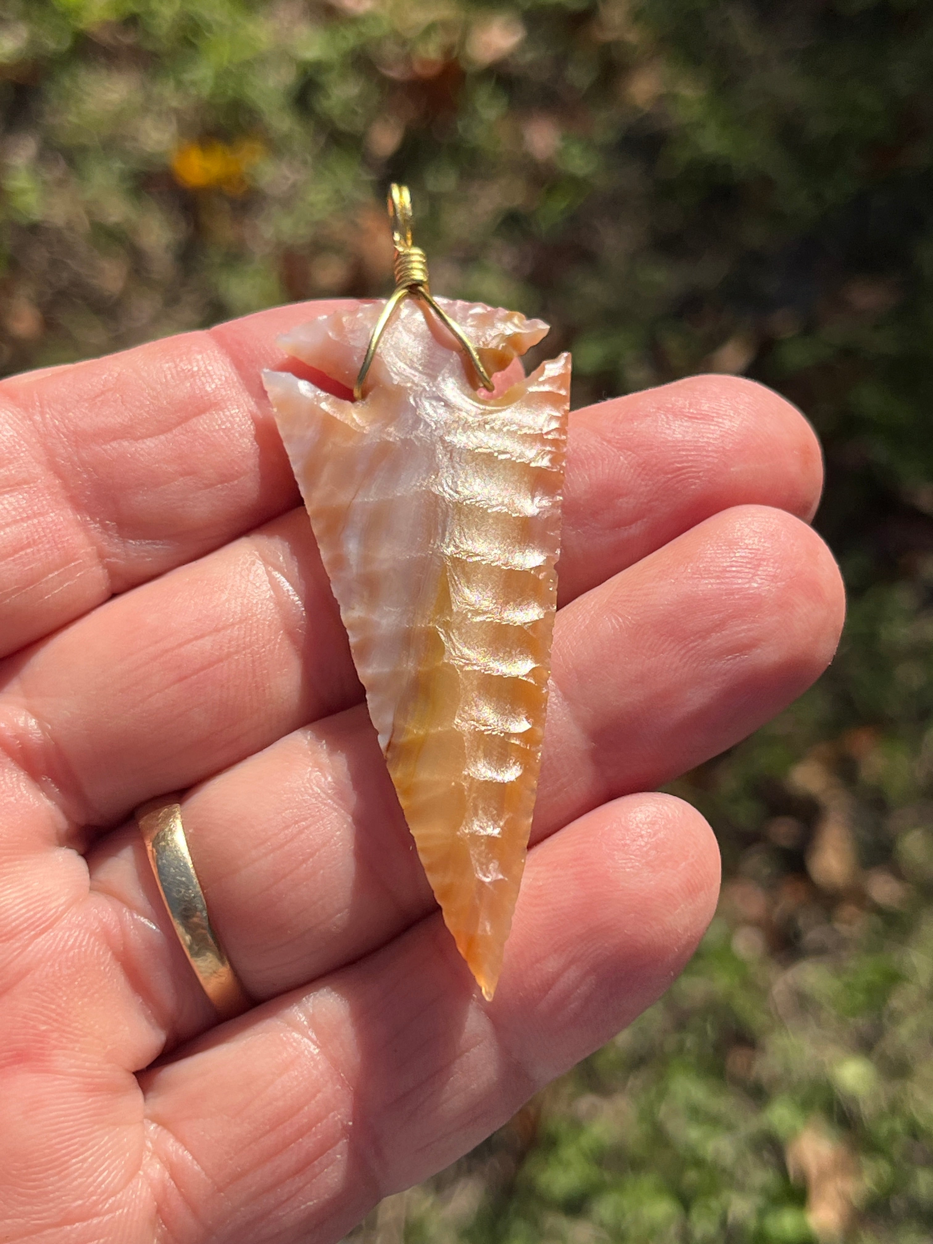 Sunset Jasper arrowhead necklace pendant